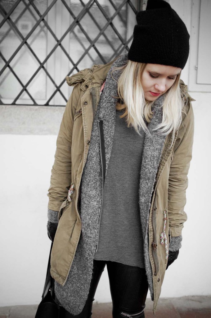 7waystowear Outfit grüner Parka Lederhose BikBok Tantjana Catic Collection | www.sophiehearts.com (10 von 15)