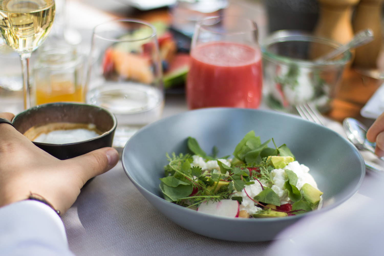 Clementine im Glashaus Frühstück in der Sonne